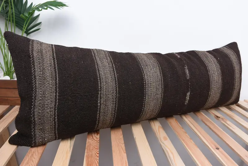 16x48 Brown Cushion Cover, Boho Pillow Sham Cover, Sofa Cushion Case, Natural Pillow Case, Pillow Cover, Interior Designer Pillow, Kilim Pillow - 4
