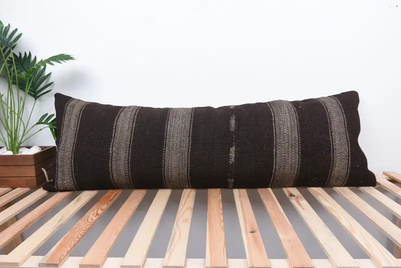 16x48 Brown Cushion Cover, Boho Pillow Sham Cover, Sofa Cushion Case, Natural Pillow Case, Pillow Cover, Interior Designer Pillow, Kilim Pillow - 1