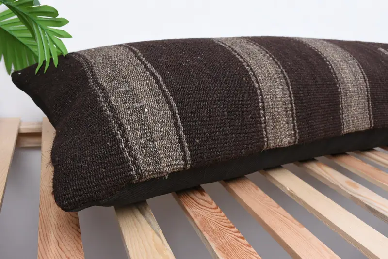 16x48 Brown Cushion Cover, Boho Pillow Sham Cover, Sofa Cushion Case, Natural Pillow Case, Pillow Cover, Interior Designer Pillow, Kilim Pillow - 6