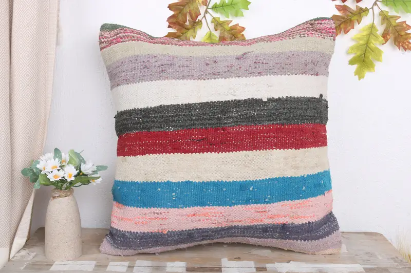 Retro Throw Pillow Sham, Cushion Cover, Pillow for Couch, Interior Designer Pillow, Handmade Kilim Cushion, 20x20 White Cushion Case - 2