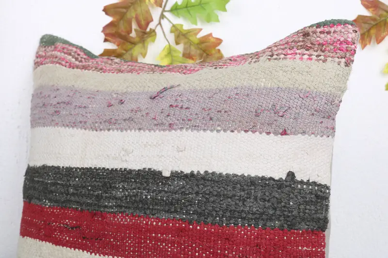 Retro Throw Pillow Sham, Cushion Cover, Pillow for Couch, Interior Designer Pillow, Handmade Kilim Cushion, 20x20 White Cushion Case - 5