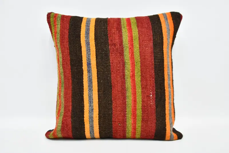 Vintage Pillow, Custom Cushion, Boho Throw Cushion Case, Turkish Corner Cushion, 20x20 Red Cushion, Cushion, Boho Pillow, Kilim Pillow Cover - 1