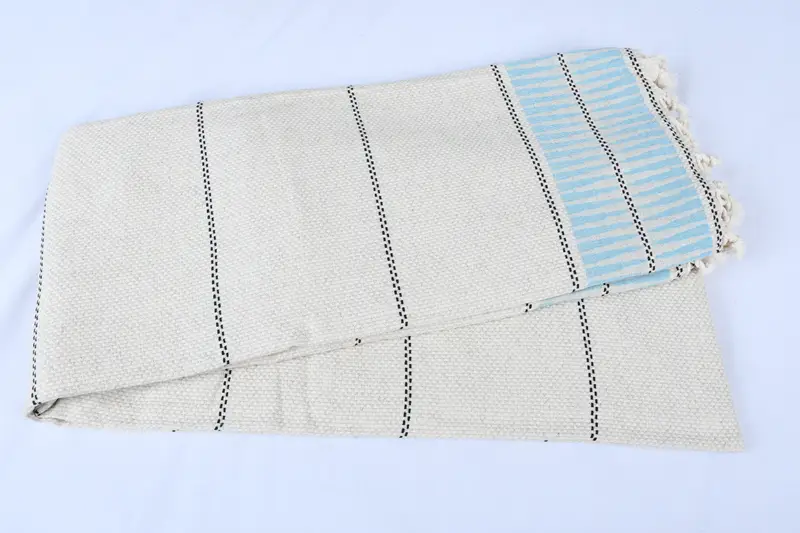 104x96 Cotton Striped Towel, Custom Blanket, Boyfriend Gift, Organic Throw, Decorative Blanket, First Wedding Anniversary Gift, Custom Wedding Gifts - 5