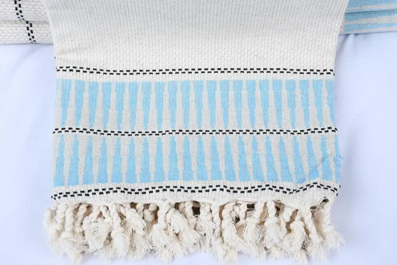 104x96 Cotton Striped Towel, Custom Blanket, Boyfriend Gift, Organic Throw, Decorative Blanket, First Wedding Anniversary Gift, Custom Wedding Gifts - 2