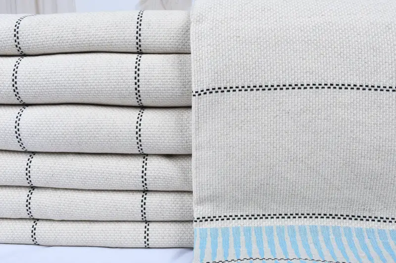 104x96 Cotton Striped Towel, Custom Blanket, Boyfriend Gift, Organic Throw, Decorative Blanket, First Wedding Anniversary Gift, Custom Wedding Gifts - 3