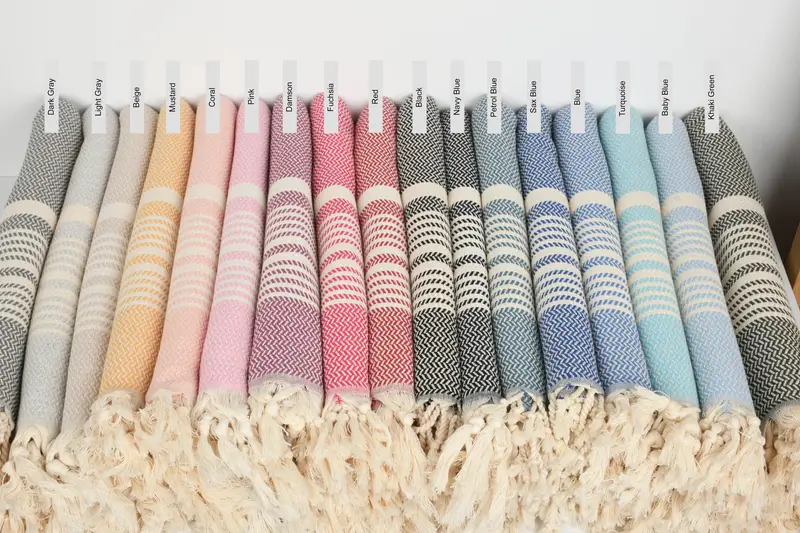 Personalized Turkish Beach Towel Striped Design Cotton, 70x40 Inches