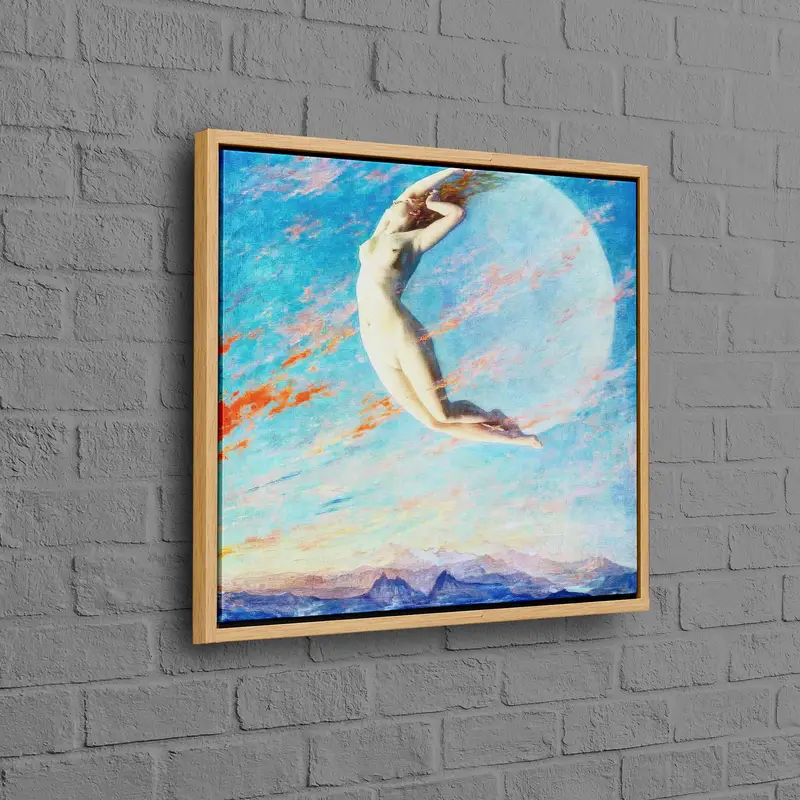Cuadro sobre lienzo Mujer con luna surrealista de Albert Aublet - Decoración elegante