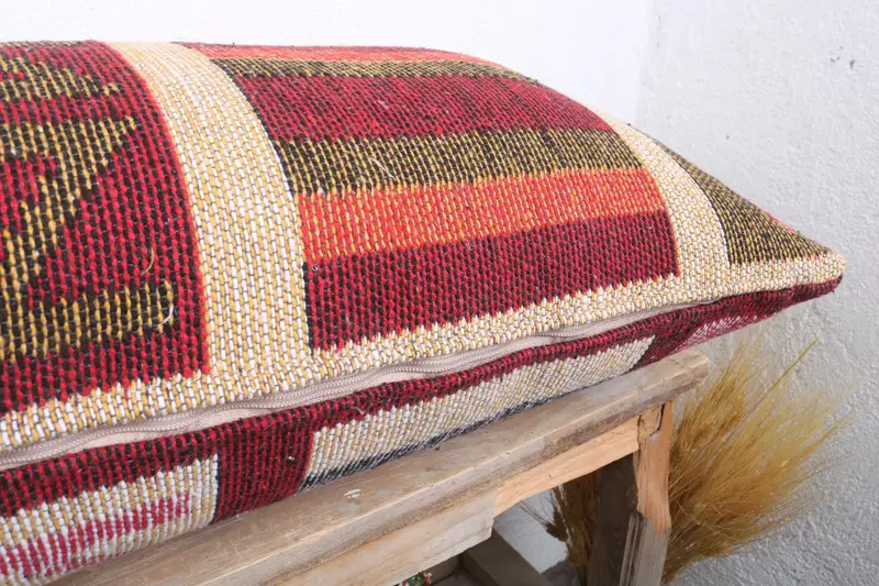 Ikat Pillow, Antique Pillows, Cushion Cover, Turkish Kilim Pillow, Wholesale Cushion, Gift Pillow, 16x36 Beige Cushion, Turkish Bench Pillow Cover - 6