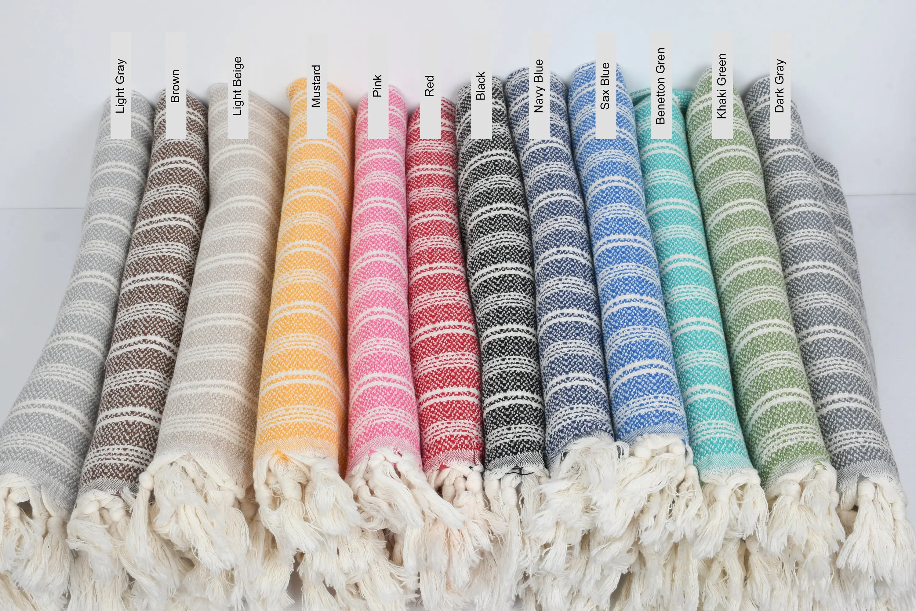 Bridesmaid Personalized Cotton Dish Towel Beige Stripes, 18x32 Inches - 1
