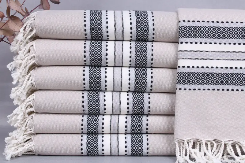 Organic Cotton Towel Personalized Brown Striped 40x71 Inches