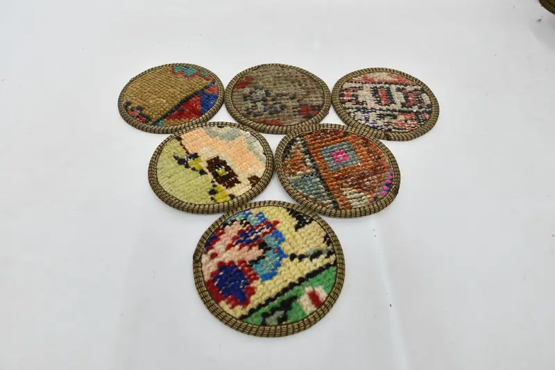 Posavasos Kilim beige y naranja, posavasos duraderos y elegantes