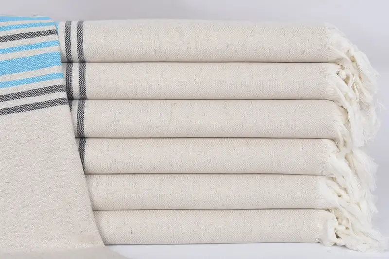 70x40 Linen Striped Towel, Wedding Gift, Housewarming Gift, Personalized Turkish bath towel for home decor, Baby Boy Gift, Sand-resistant towel - 1