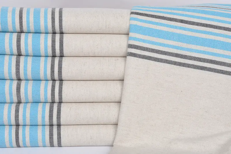 70x40 Linen Striped Towel, Wedding Gift, Housewarming Gift, Personalized Turkish bath towel for home decor, Baby Boy Gift, Sand-resistant towel - 2