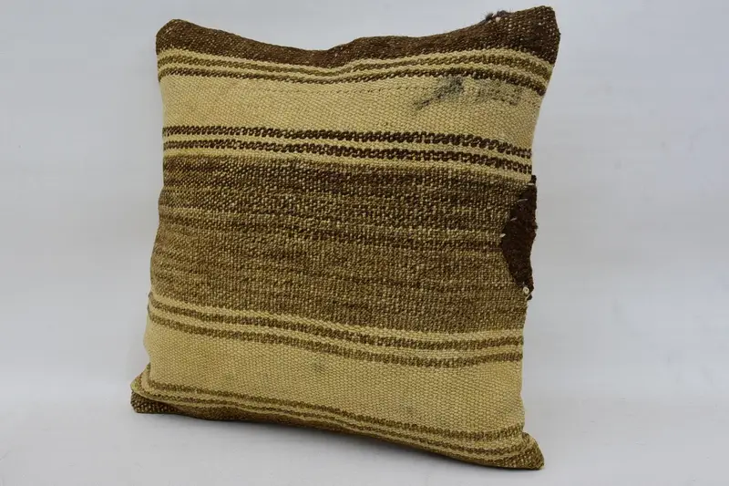 Home Decor Pillow, Cushion Cover, Turkish Kilim Pillow, 14x14 Brown Cushion Cover, Handmade Throw Cushion Case, Car Cushion, Vintage Kilim Pillow - 3
