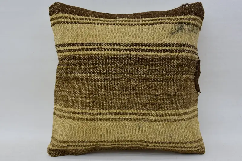 Home Decor Pillow, Cushion Cover, Turkish Kilim Pillow, 14x14 Brown Cushion Cover, Handmade Throw Cushion Case, Car Cushion, Vintage Kilim Pillow - 4