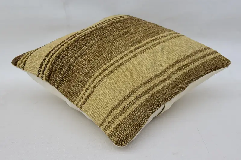 Home Decor Pillow, Cushion Cover, Turkish Kilim Pillow, 14x14 Brown Cushion Cover, Handmade Throw Cushion Case, Car Cushion, Vintage Kilim Pillow - 6