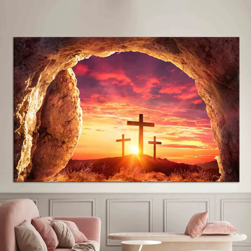 Jesus im schönen Himmel: Bedruckte Leinwandkunst für Zuhause