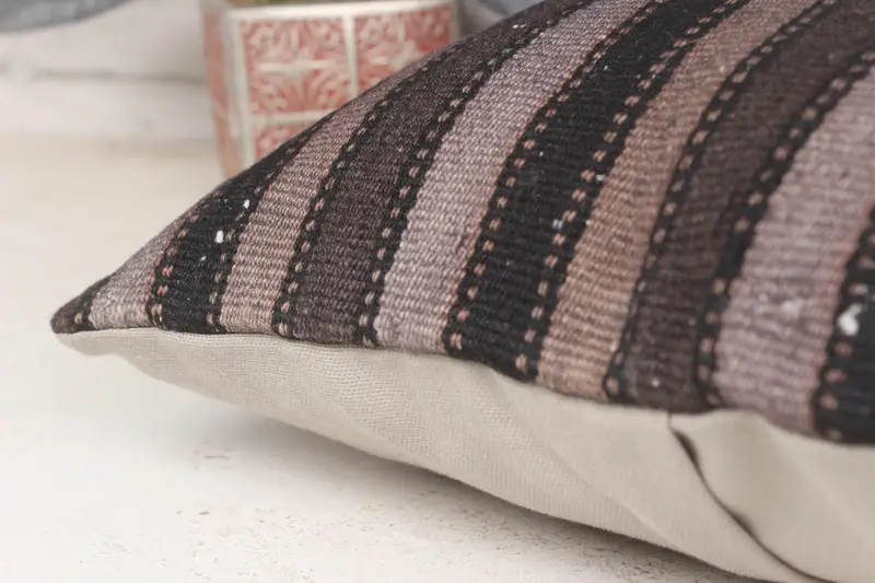 Antique Pillows, Kilim Cushion Sham, Pillow Case, Knitted Pillow Sham, Kilim Pillow, Farmhouse Pillow Cover, 16x16 Gray Pillow Sham - 7