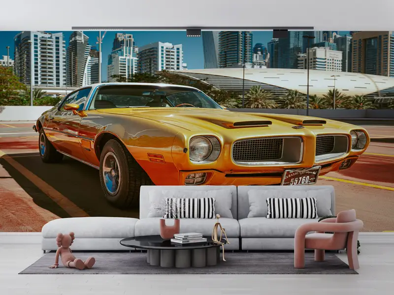 Vintage Car Wall Painting,Wall Paper Peel and Stick,Bright Wall Paper,Modern Wall Paper,Car Lover Gift Wall Art, - 5