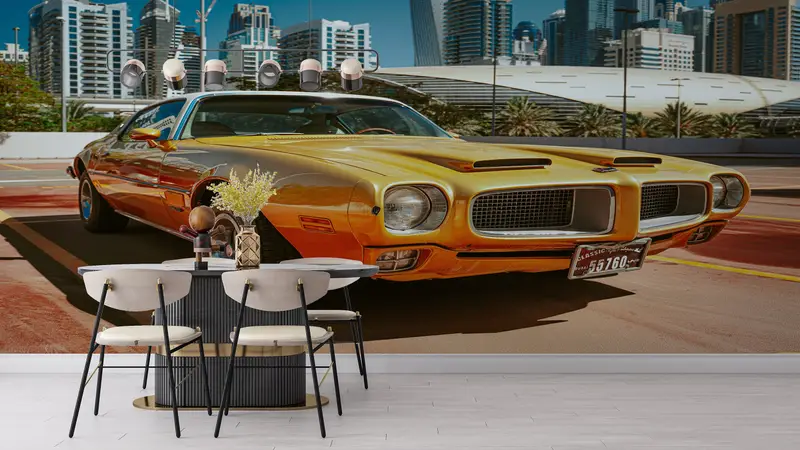 Vintage Car Wall Painting,Wall Paper Peel and Stick,Bright Wall Paper,Modern Wall Paper,Car Lover Gift Wall Art, - 3