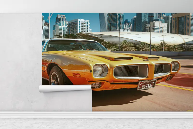 Vintage Car Wall Painting,Wall Paper Peel and Stick,Bright Wall Paper,Modern Wall Paper,Car Lover Gift Wall Art, - 2