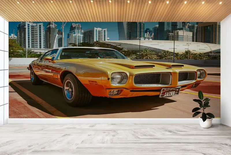Vintage Car Wall Painting,Wall Paper Peel and Stick,Bright Wall Paper,Modern Wall Paper,Car Lover Gift Wall Art, - 1