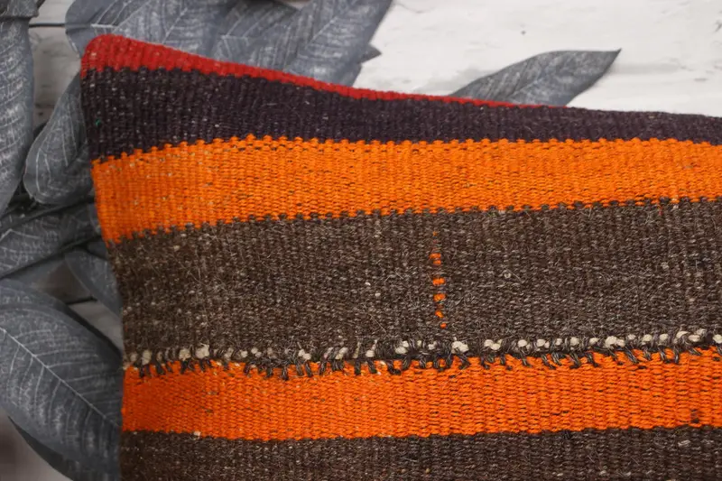 12x24 cubierta de almohada de naranja, almohada de punto, caja de almohada, almohada de kilim, caja de cojín Ikat, cubierta de simulación de almohada boho, almohada turca - 2