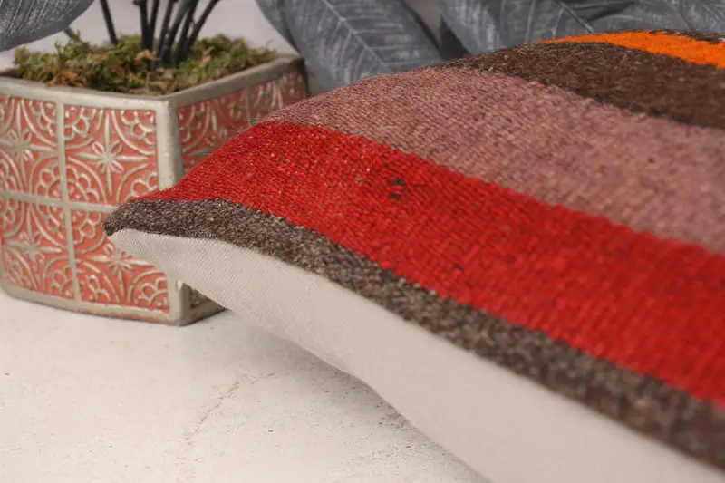 12x24 cubierta de almohada de naranja, almohada de punto, caja de almohada, almohada de kilim, caja de cojín Ikat, cubierta de simulación de almohada boho, almohada turca - 7