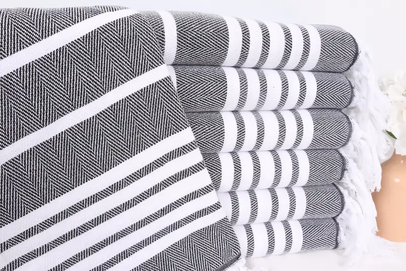 Personalized Zig Zag Dish Towel, Black Cotton, 20x40 Inches