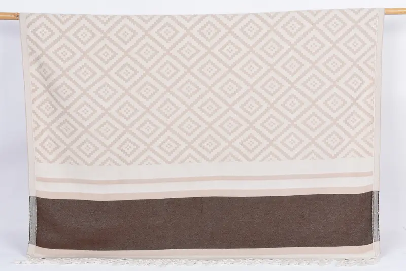 Wedding Gifts Towel Light Beige-Brown Sun Design, 69x36 Inches