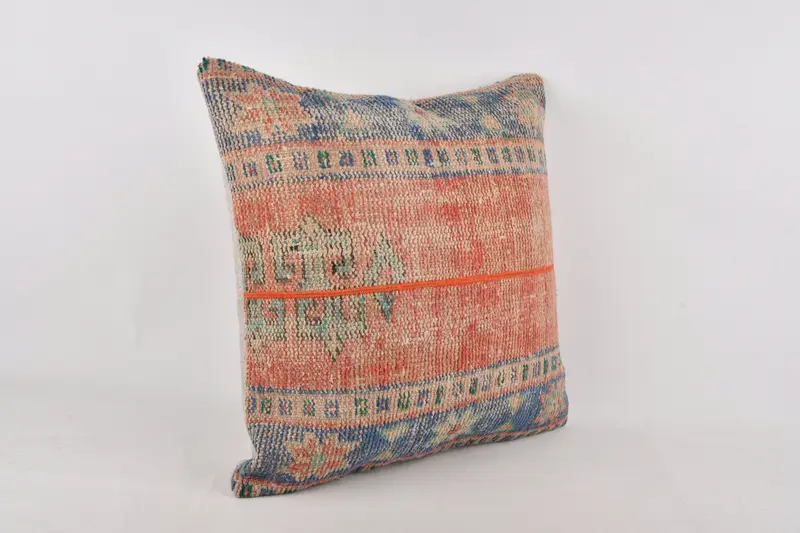 Kilim Pillow Cover, Boho Chic Cushion Case, Pillow for Couch, Ikat Pillow Cover, Cushion Cover, 24x24 Red Pillow Cover, Interior Designer Pillow - 2