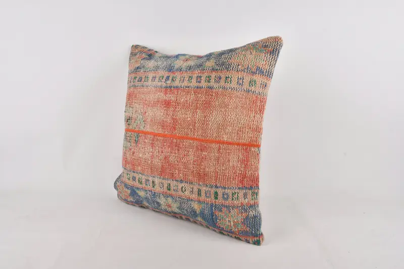 Kilim Pillow Cover, Boho Chic Cushion Case, Pillow for Couch, Ikat Pillow Cover, Cushion Cover, 24x24 Red Pillow Cover, Interior Designer Pillow - 3