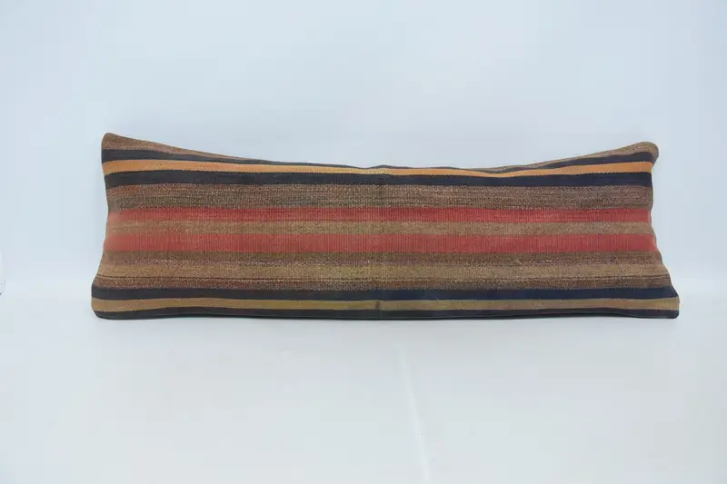 One Of A Kind Cushion, Ethnical Kilim Rug Pillow, Pillow Sham, 16x48 Red Pillow Cover, Yoga Pillow, Gift Pillow, Interior Designer Pillow - 1