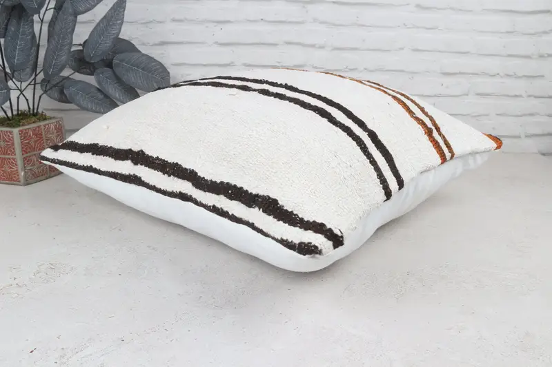 Throw Kilim Pillow, Luxury Pillow Case, Cushion Cover, Turkish Pillow, 22x22 White Pillow Case, Handmade Throw Pillow, Vintage Pillow - 7