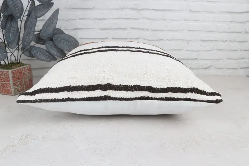 Throw Kilim Pillow, Luxury Pillow Case, Cushion Cover, Turkish Pillow, 22x22 White Pillow Case, Handmade Throw Pillow, Vintage Pillow - 6