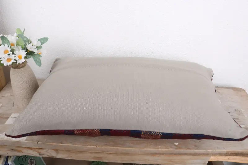 Kilim Pillow, Turkish Pillow, Bolster Throw Pillow Case, Cushion, 12x20 Blue Cushion Case, Luxury Pillow Sham, Gift Pillow, Christmas Cushion Case - 7