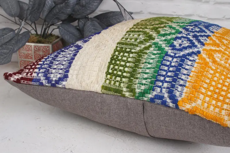 Camión azul de 20x20, caja de almohada oriental, cubierta simulada de almohada boho, simulacro de cojín de kilim, caja de cojín, almohada para sofá, almohada de yoga - 7