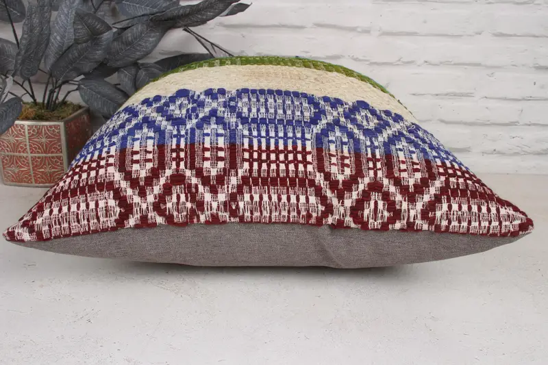 Camión azul de 20x20, caja de almohada oriental, cubierta simulada de almohada boho, simulacro de cojín de kilim, caja de cojín, almohada para sofá, almohada de yoga - 5