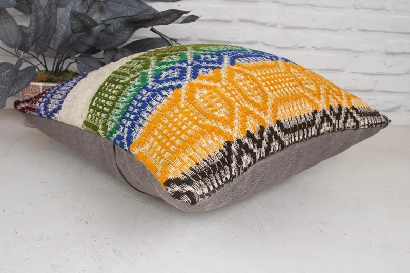 Camión azul de 20x20, caja de almohada oriental, cubierta simulada de almohada boho, simulacro de cojín de kilim, caja de cojín, almohada para sofá, almohada de yoga - 6
