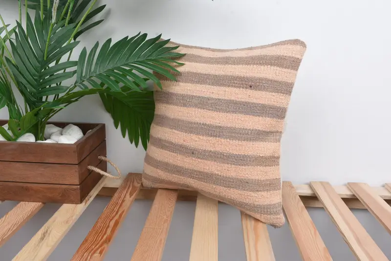 Handmade Pillow Sham, Retro Throw Pillow, Cushion Cover, Kilim Cushion Sham, Vintage Kilim Throw Pillow, 14x14 Pink Pillow, Pillow for Sofa - 5
