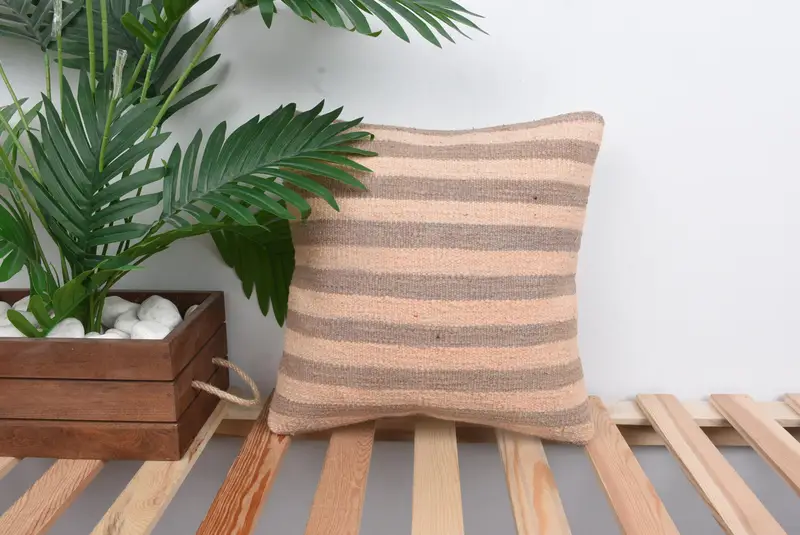 Handmade Pillow Sham, Retro Throw Pillow, Cushion Cover, Kilim Cushion Sham, Vintage Kilim Throw Pillow, 14x14 Pink Pillow, Pillow for Sofa - 1