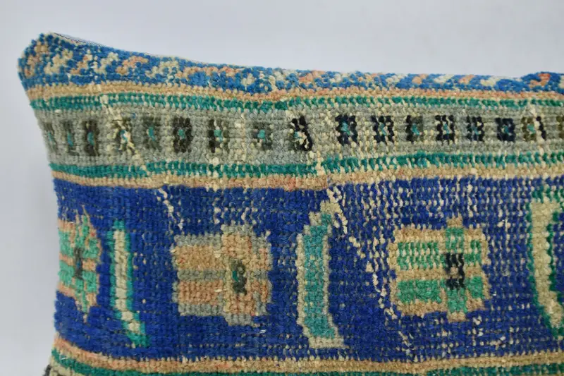 Handwoven Pillow Cover Pillow, Boho Pillow, 12x36 Blue Cushion, Ethnic Pillow Cover Pillow Case, Cushion Cover, Turkish Pillow, Kilim Cushion Sham - 2