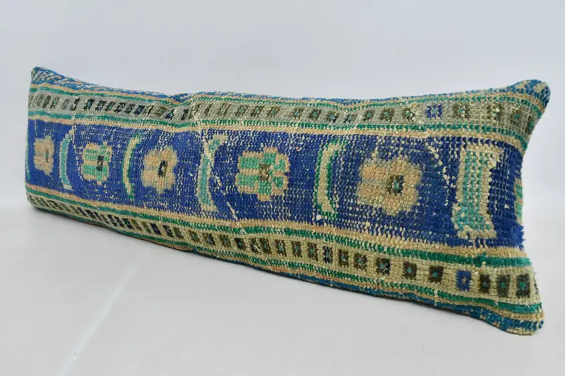 Handwoven Pillow Cover Pillow, Boho Pillow, 12x36 Blue Cushion, Ethnic Pillow Cover Pillow Case, Cushion Cover, Turkish Pillow, Kilim Cushion Sham - 4