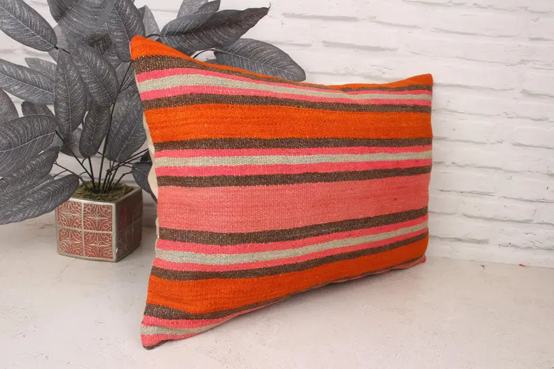 Pillow Sham, Outdoor Patio Pillow Sham, Interior Designer Pillow, Vintage Kilim Pillow, Ethnical Kilim Rug Pillow, 16x24 Red Cushion Case - 3