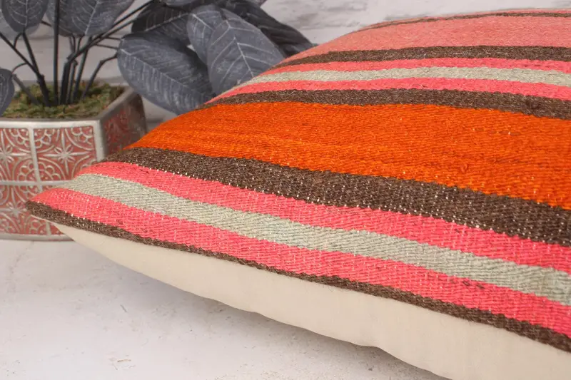 Pillow Sham, Outdoor Patio Pillow Sham, Interior Designer Pillow, Vintage Kilim Pillow, Ethnical Kilim Rug Pillow, 16x24 Red Cushion Case - 6
