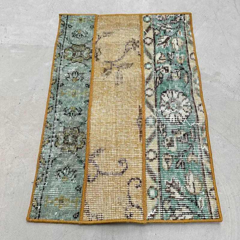 Vintage Rug, Small 2.3x1.5 ft Rug, Oushak Green Camouflage Rug - 1