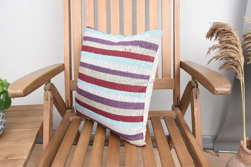 Vintage Kilim Throw Pillow, Vintage Kilim Pillow, Gift Pillow, Customized Cushion Cover, Cushion, 16x16 Purple Cushion - 3
