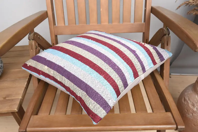 Vintage Kilim Throw Pillow, Vintage Kilim Pillow, Gift Pillow, Customized Cushion Cover, Cushion, 16x16 Purple Cushion - 4