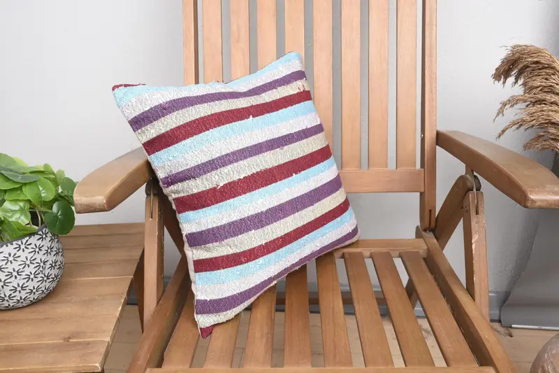 Vintage Kilim Throw Pillow, Vintage Kilim Pillow, Gift Pillow, Customized Cushion Cover, Cushion, 16x16 Purple Cushion - 2