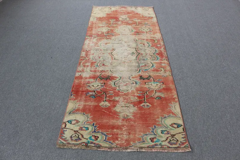 Alfombra Floral Roja y Azul, 90x220cm Chic Decor